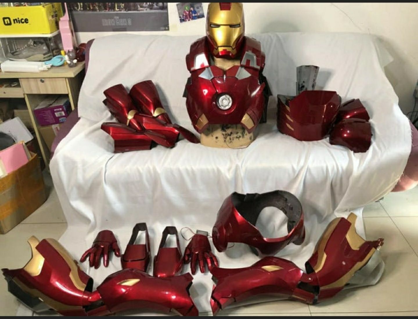 Máscara e Fato Homem de Ferro Cosplay Iron Man Avengers