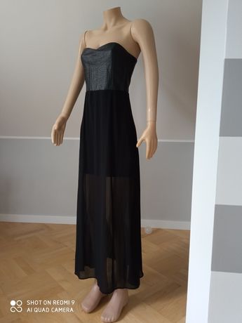 Długa czarna wieczorowa suknia H&M rozmiar S 36 sukienka wesele