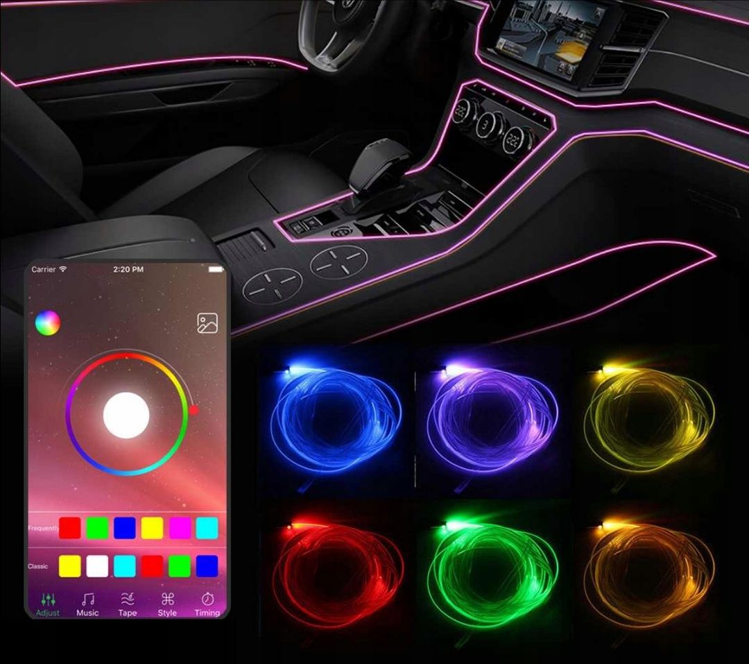 Światłowód el wire LED RGB AMBIENT PILOT App 8m