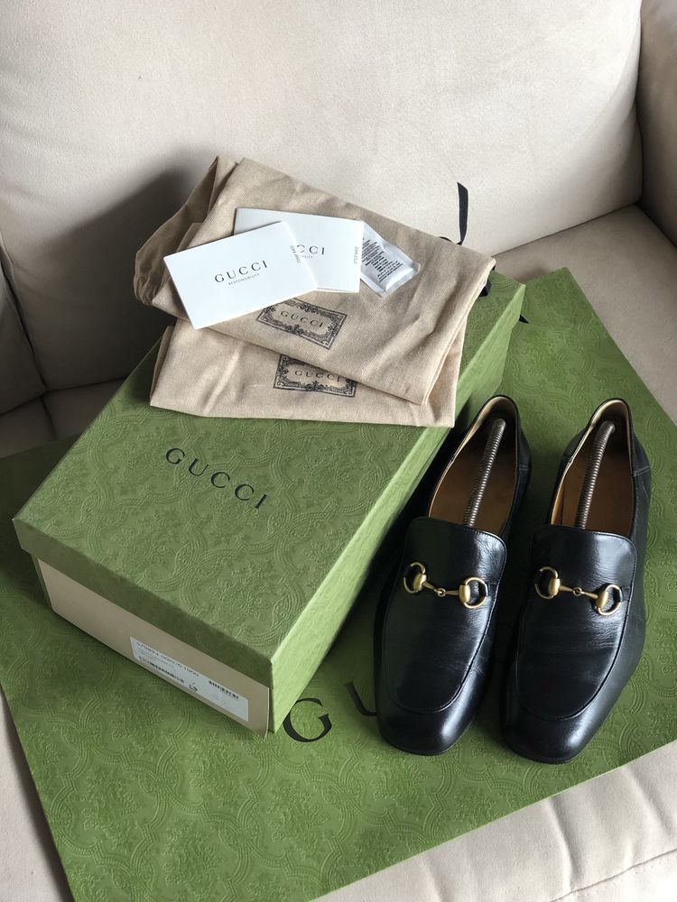 Gucci piękne czarne mokasyny skóra roz 7/41