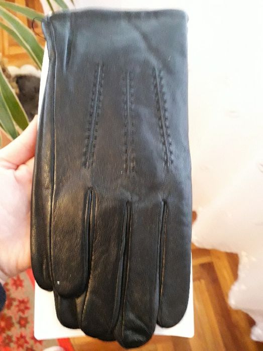 Рукавиці чоловічі перчатки на флісі шкіра