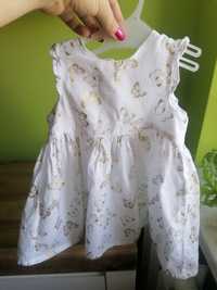 Biała sukienka niemowlęca w motylki h&m