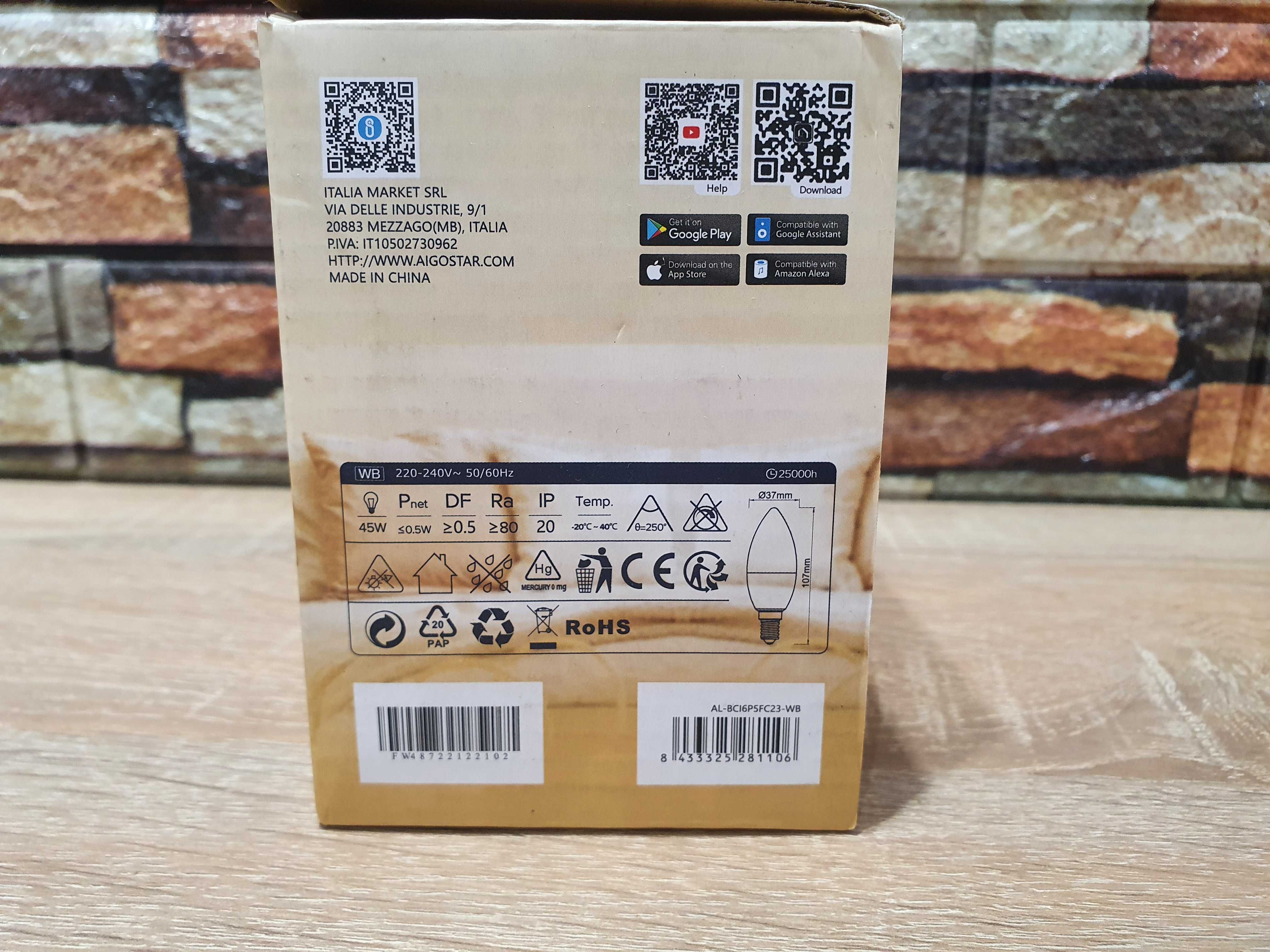 Aigostar Smart LED E14 CCT RGB WiFi 6x Inteligentna Żarówka Zestaw