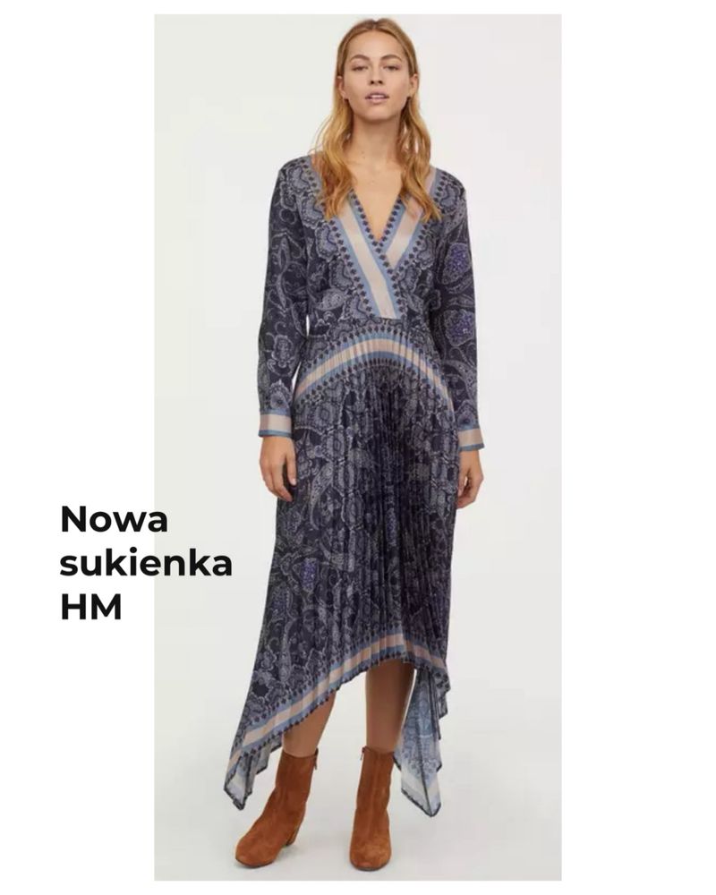 Sukienka Boho midi XS HM nowa z metką