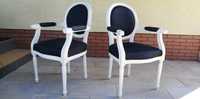 Fotele medalion czarne glamour stylowe krzesła ludwik białe
