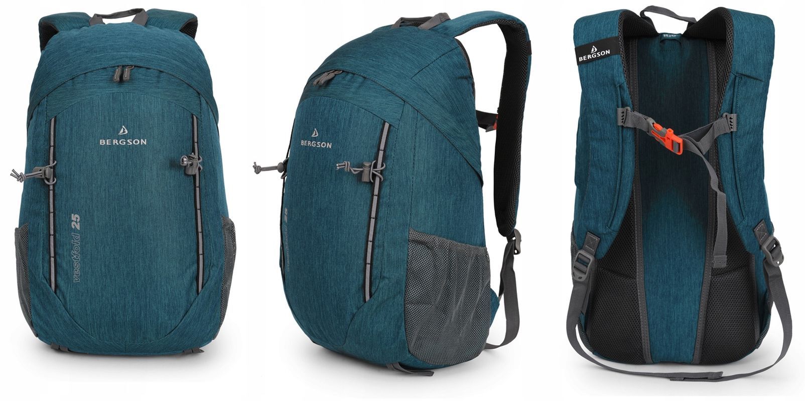 Wygodny Plecak Bergson Vestfold 25l | Lekki Wentylowany | Morski