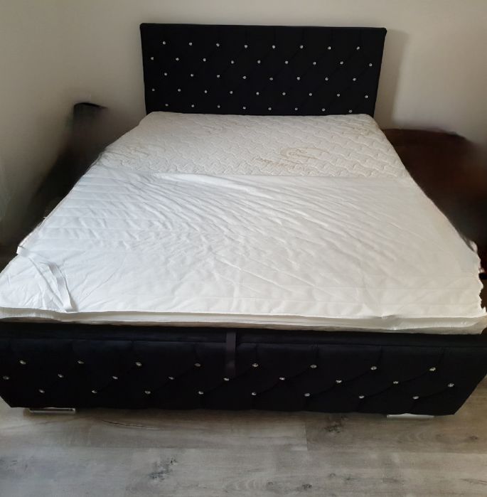 Łóżko tapicerowane Glamour 160*200 stelaż metalowy +pojemnik+materac