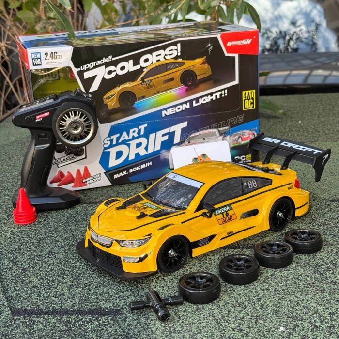 Дрифт машинка на радиоуправлении BMW M3 желтая - 30 км/ч | БМВ дрифт