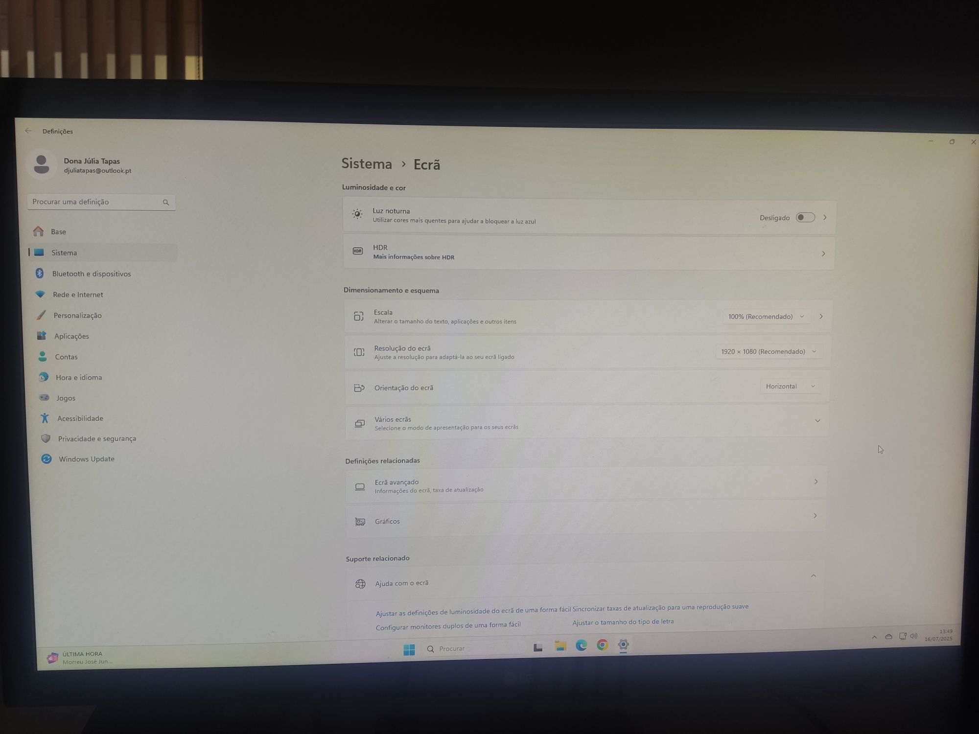 Monitor de computador lg