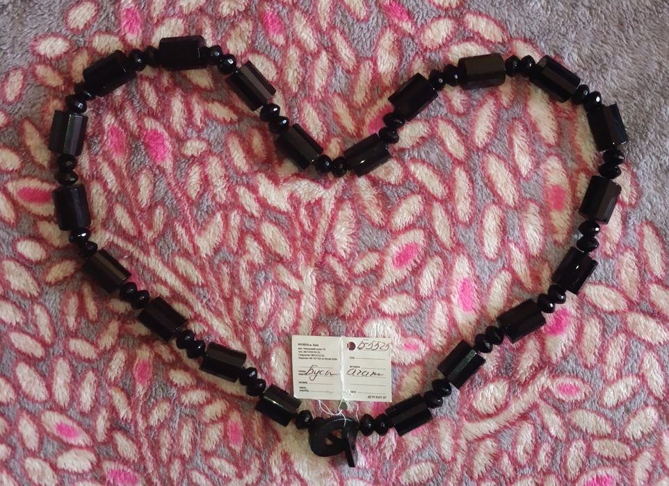 Намисто з натурального каменю Агат та Чеський кришталь, довжина 70 см.