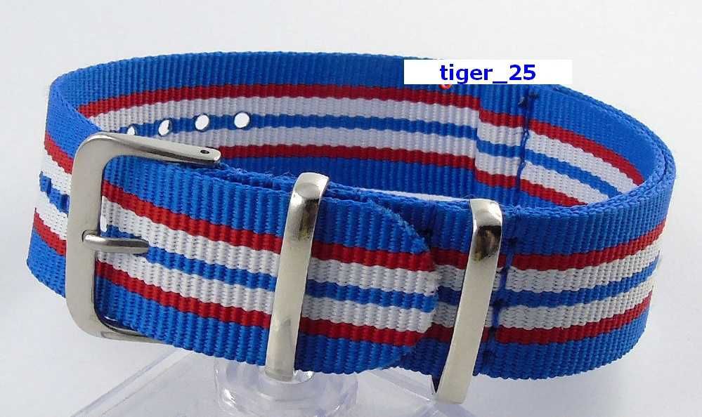 Pasek do zegarka 20mm nylonowy NATO strap parciany niebieski w paski