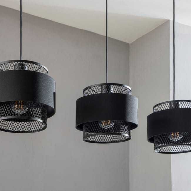 Candeeiro de teto suspenso Ottomane Inspire 3 luzes E27 metal preto