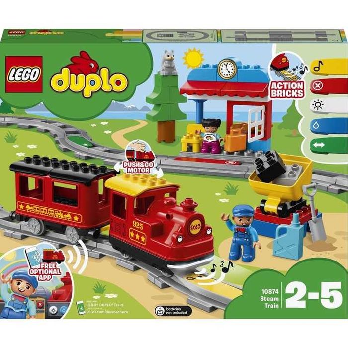 LEGO Duplo 10874 pociąg parowy zestaw klocki lokomotywa dźwięki dzieci