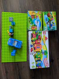 Lego duplo 3 zestawy i podkladka i samochod z ludzikiem i wieżą