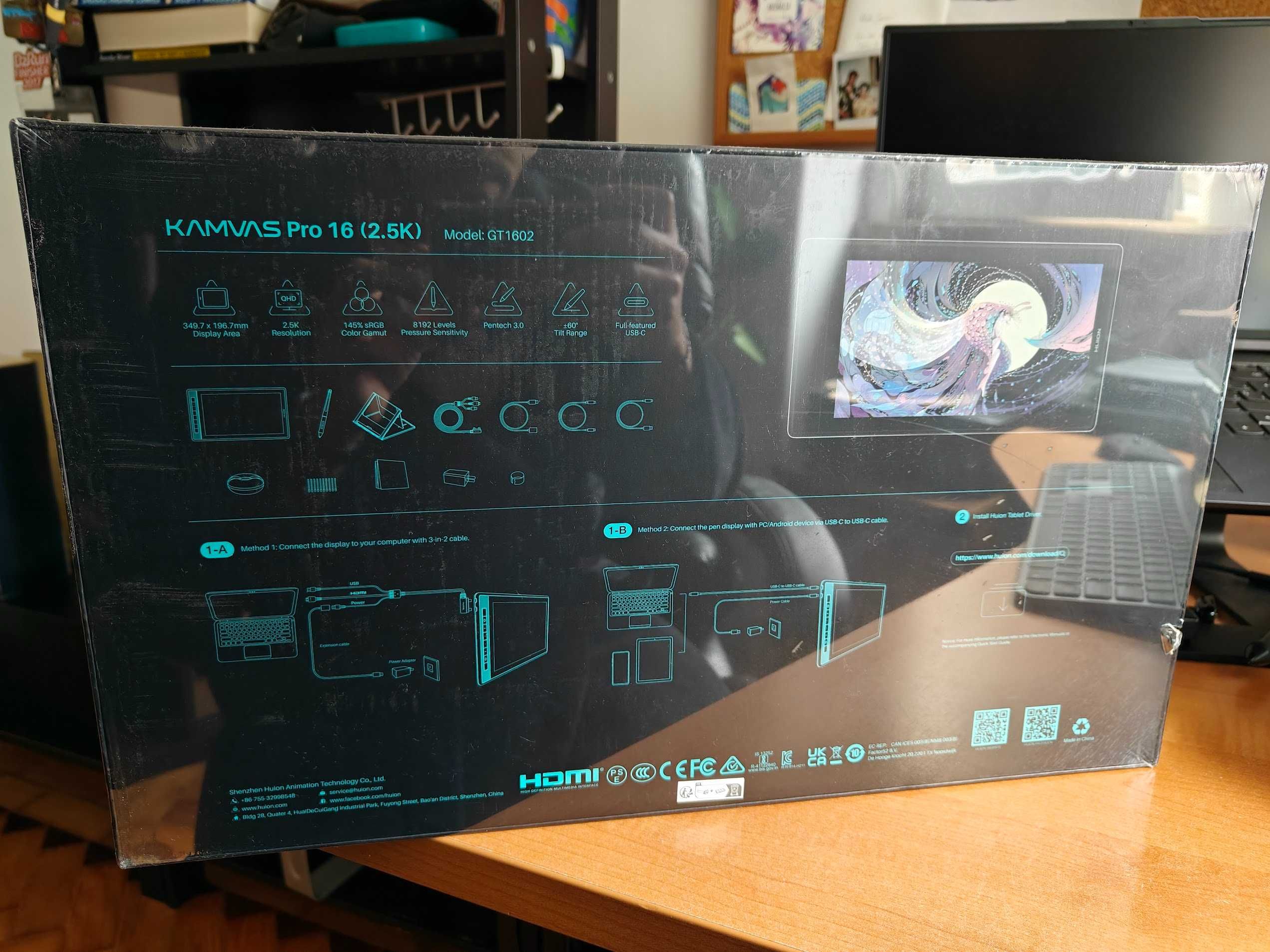 Huion Kamvas Pro 16 2.5K QHD nova ainda embalada