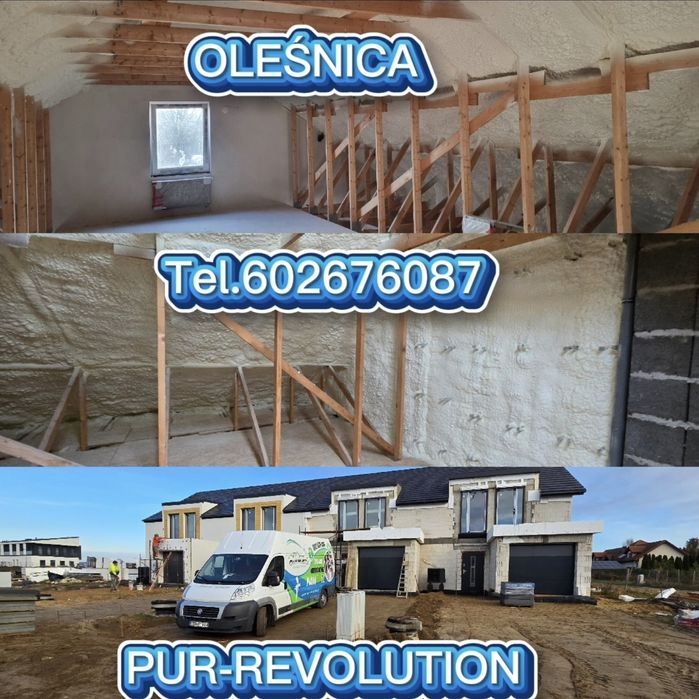 Izolacja pianką poliuretanową ocieplenie Dachu poddasza pianą pur