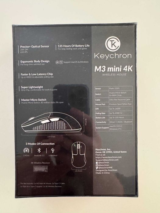 Keychron M3 mini 4kHz бездротова ігрова миша біла