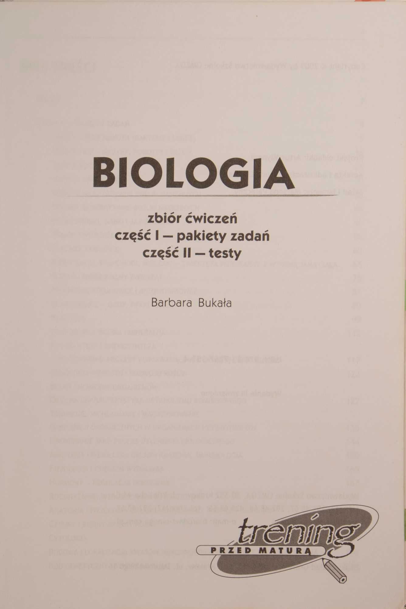 Biologia zbiór ćwiczeń maturalnych matura Operon liceum Bukała testy