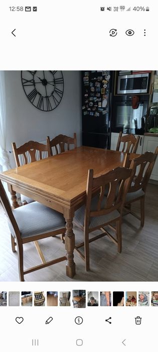 Stół drewniany Plus 6 krzeseł