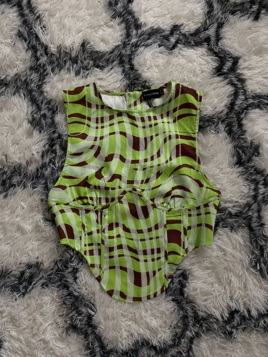 Корсет топ prettylittlething салатовий/шоколад