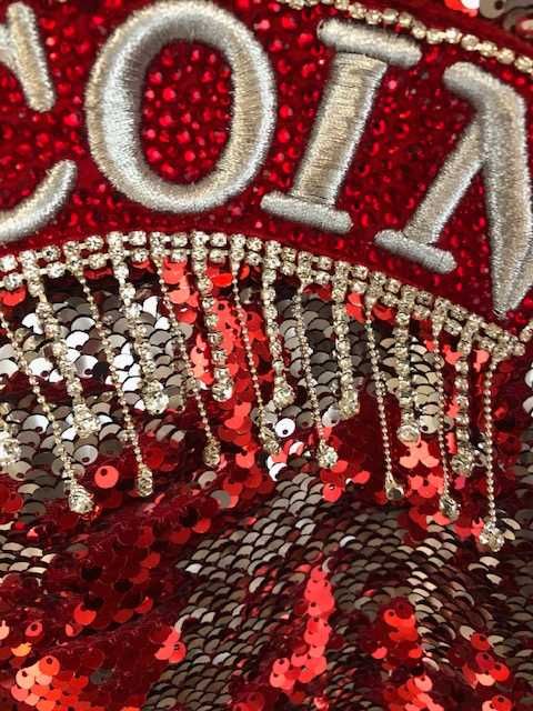 Dres damski czerwony z cekinami Elisabetta Zanardi, rozmiar S