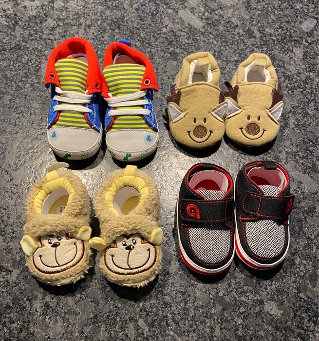 NOWE 4 pary buciki niemowlęce niechodki antypoślizgowe kapcie 11 12 13
