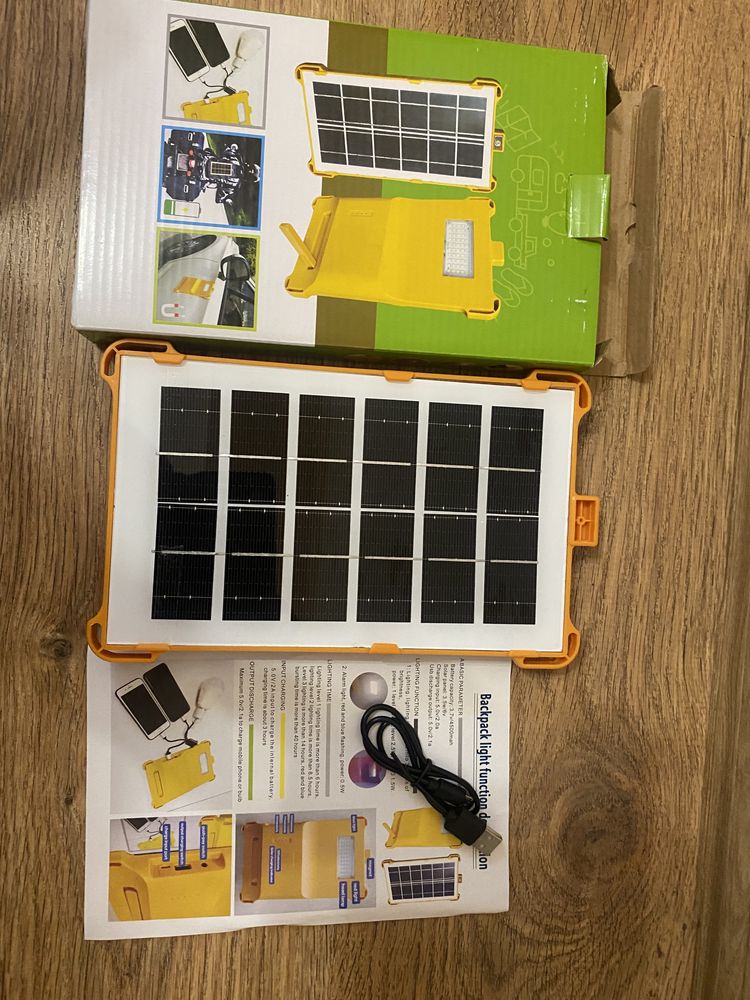 Портативная солнечная панель с фонариком USB-аккумулятор OEING PSPF1