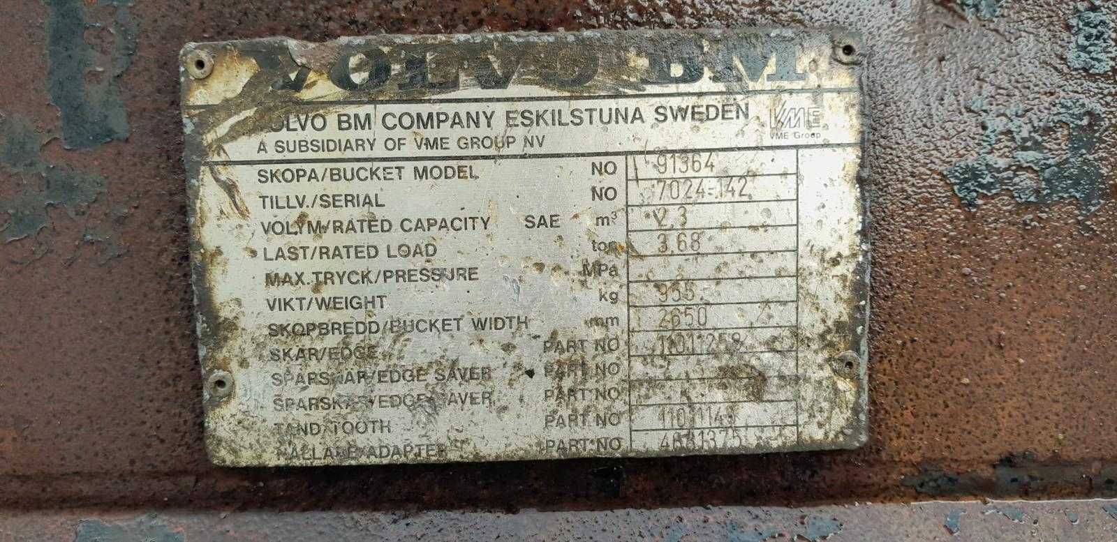 Łyżka do ładowarki Volvo Liebherr Szybkozłącze L60