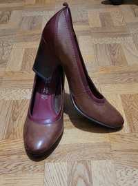 Туфли женские коричневые на толстом удобном каблуке marco tozzi 40 раз