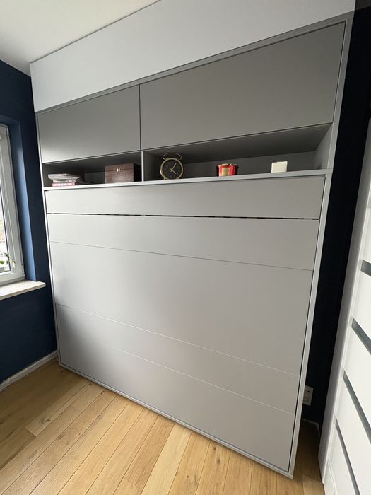 Lenart półtapczan łóżko chowane w szafie 160x200 szary mat super stan