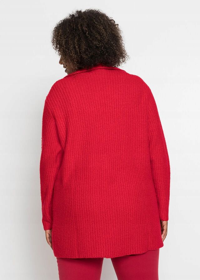 B.P.C czerwony sweter dłuższy z kołnierzykiem 44/46.