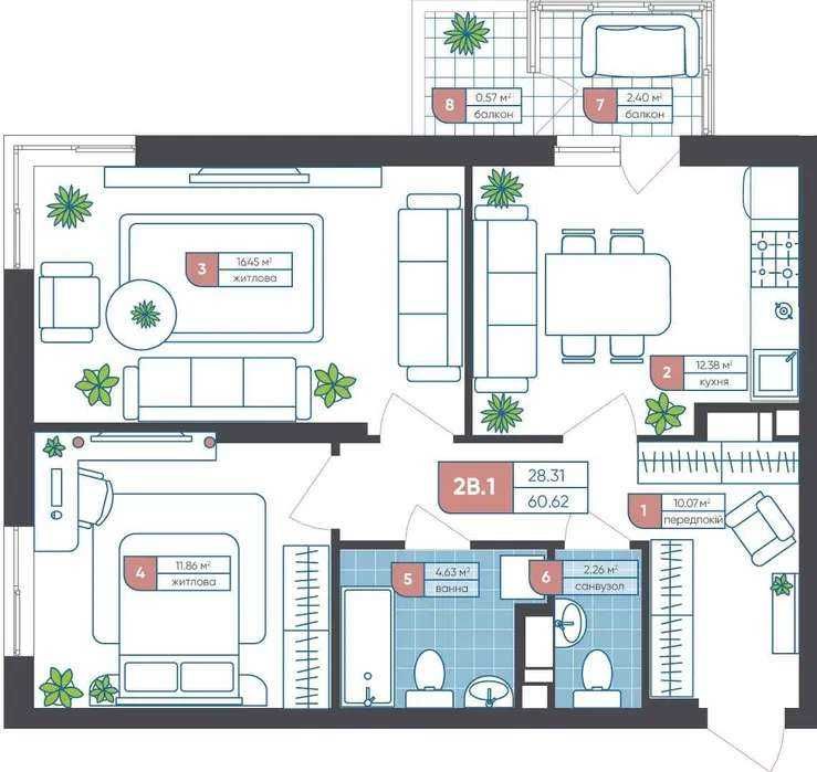 Продаж 2кімнатної кв, ЖК Академ квартал з документами, 15 хв до метро