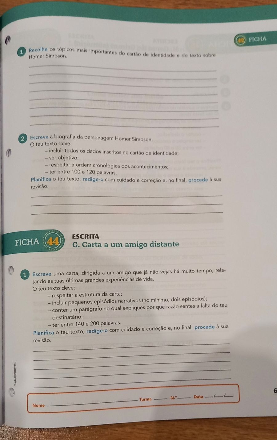 Caderno Atividades Português 6º ano