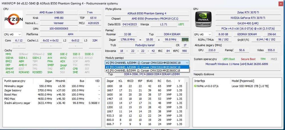 Komputer | Ryzen 5 5600X | RTX 3070Ti | B550 | 32GB | 1TB M.2 SSD
