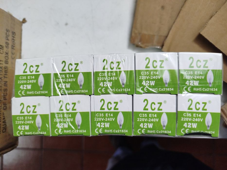Pack 10 lâmpadas C35 E14 42w