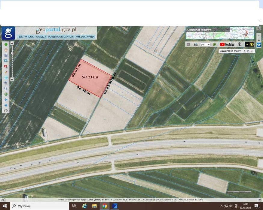 Sprzedam pole rolne  Wiewiórka 58 ar