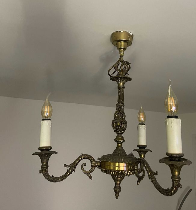 Żyrandol antyczny mosiężny
