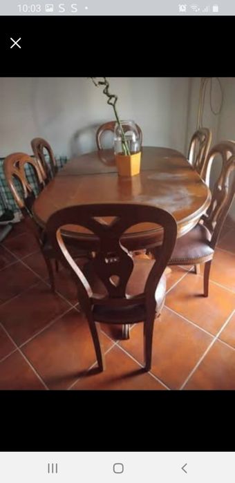 Mesa 6 cadeiras madeira