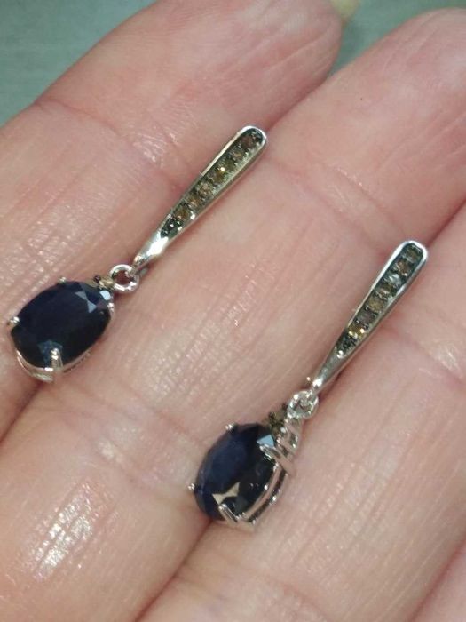 Kolczyki Szafir & Diamenty.Certyfikat!