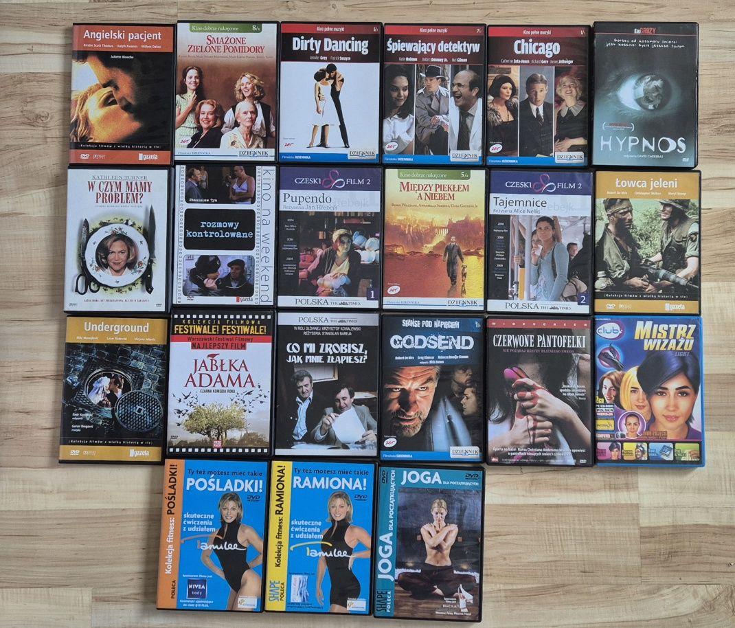 Płyty DVD - filmy fabularne + płyty fitness