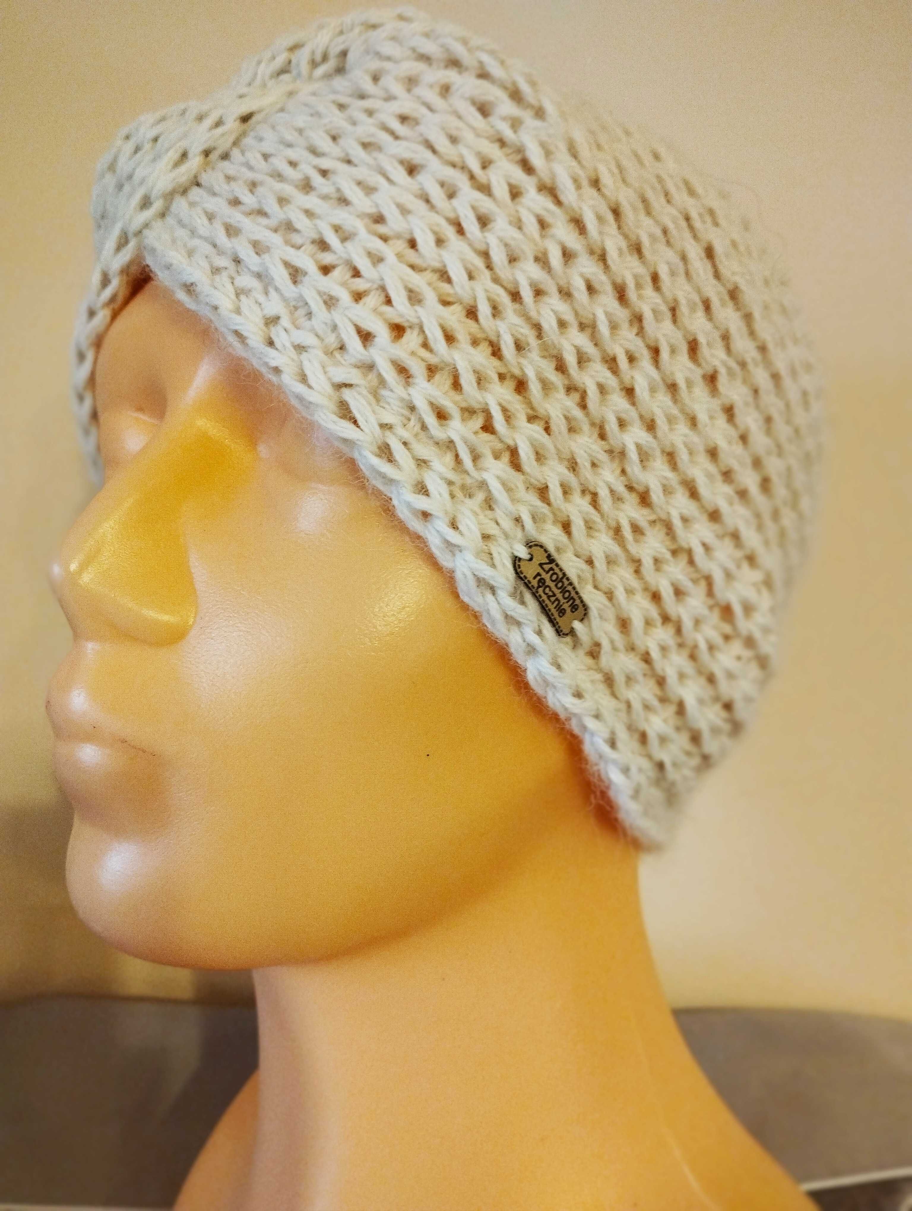 Opaska; turban; alpaka 100%; handmade; ecru
