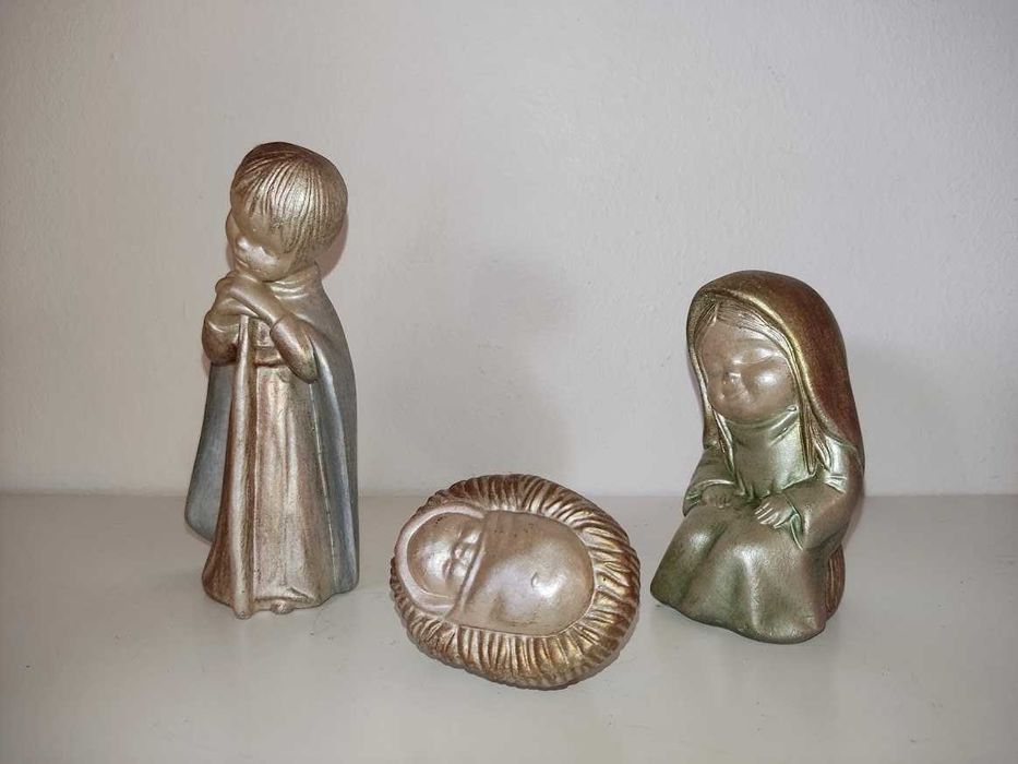 Presépio infantil 3 figuras gesso pintadas à mão