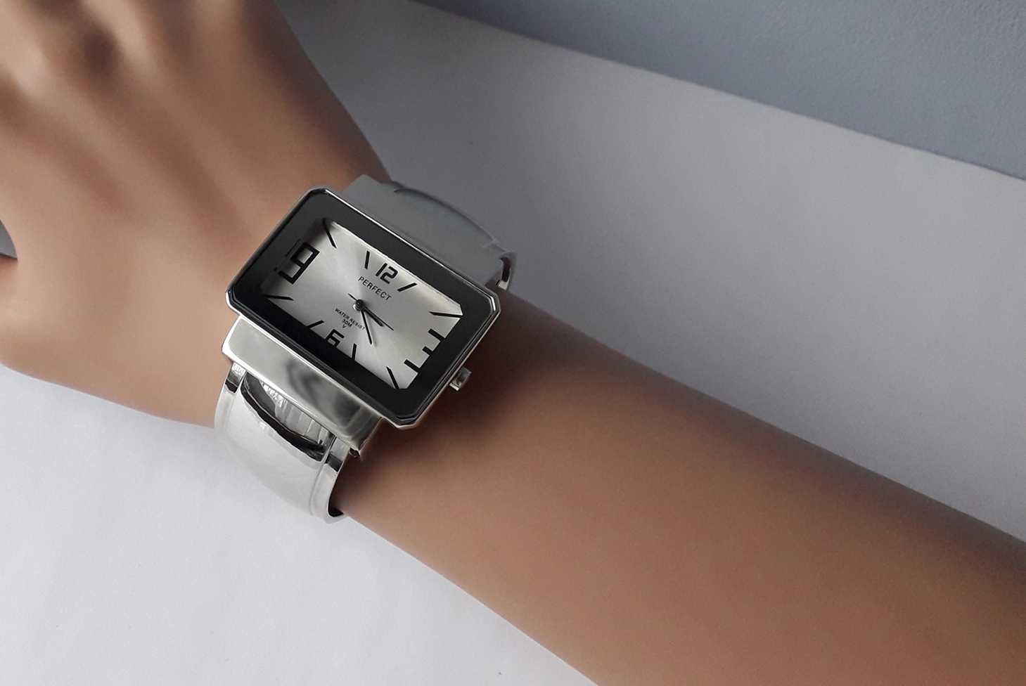 Nowy damski zegarek Perfect, srebrny typu bangle, stylowy