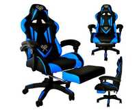 Zestaw Fotel Krzesło Obrotowe Gamingowe + Podnóżek + Poduszki *okazja*