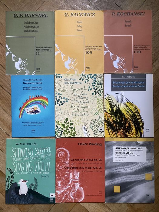 Sprzedam nuty: na skrzypce, fortepian, akordeon, klarnet, flet