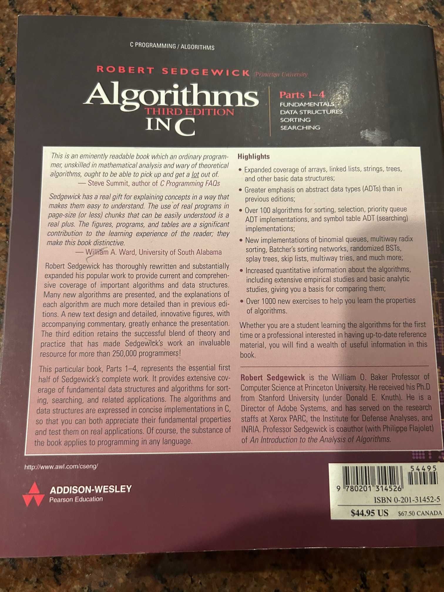 Algorithms in C, Parts 1-4 Robert Sedgewick
