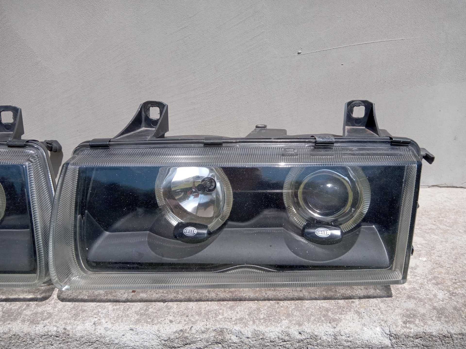 Lampy reflektory soczewki + ringi Hella Celis Black BMW E36 RARYTAS