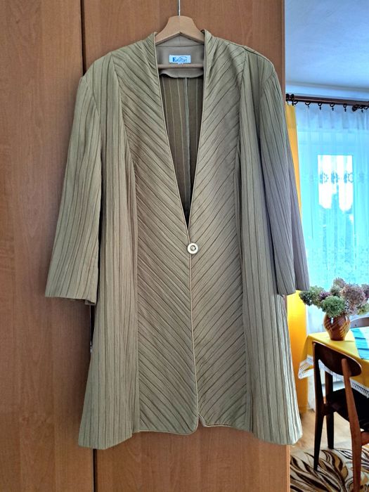 Vintage damska dluga tunika marynarka wdzianko marszczenia  Ewiton