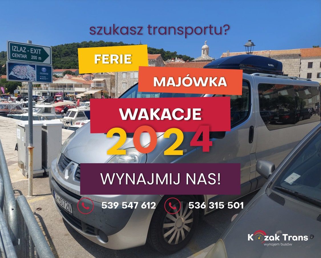 Wynajem Busa 9-cio osobowego FERIE ,WAKACJE ,PODROŻE MALE I DUŻE!!