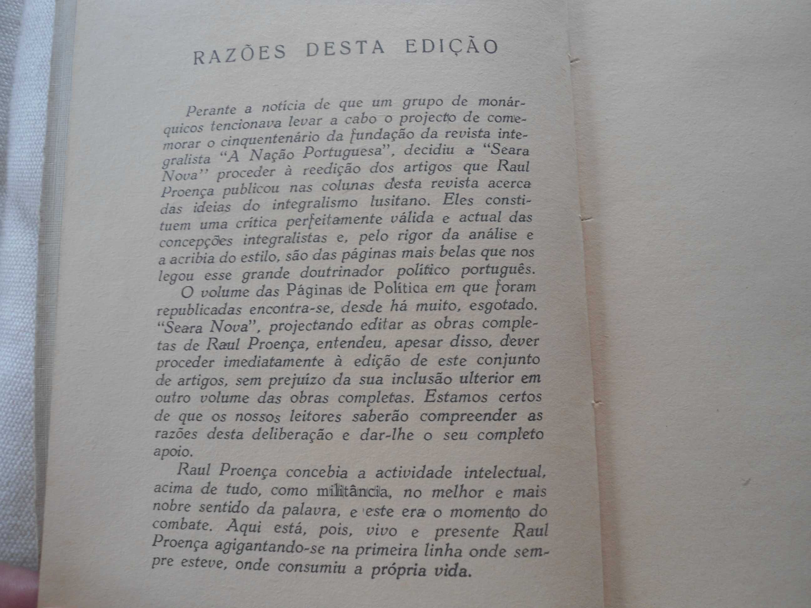 Acerca do Integralismo lusitano por Raúl Proença